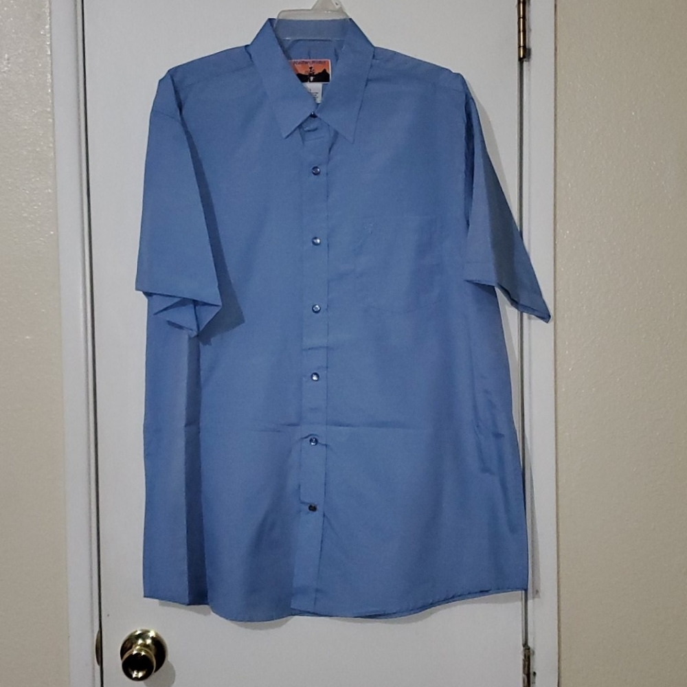 New Blue Short Sleeve Button-up Shirt